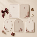 Cartes personnalisées imprimées aux formes variées avec accessoires élégants
